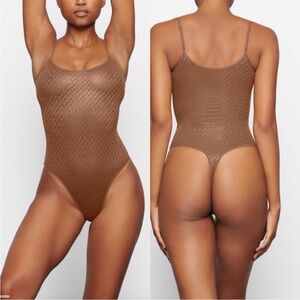 Skims Foil Logo Thong Bodysuit